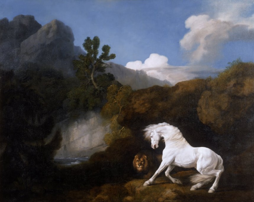 horse frightened by a lion george stubbs